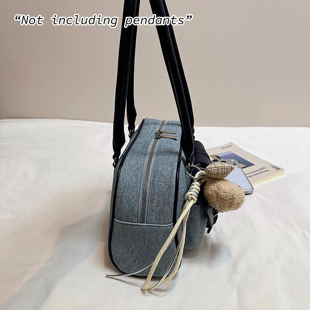 Women's Shoulder Bag – Large Capacity Denim Pillow Bag for Work & Commuting