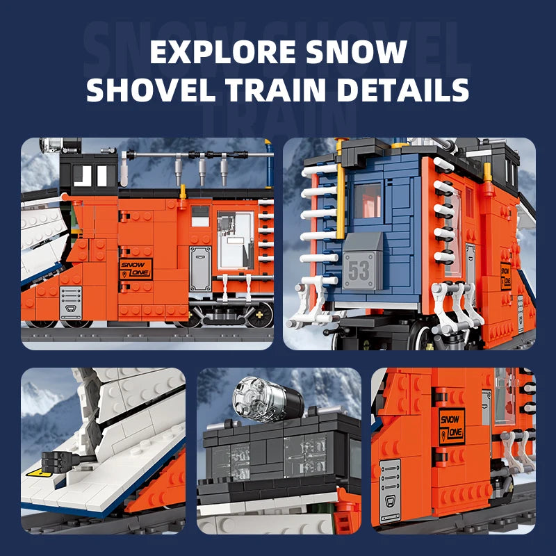 Railway Snow Plow Train Building Blocks Set – 945pcs with LED Lights
