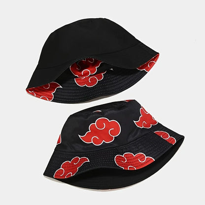 Japanese Anime Cartoon Red Cloud Mbroidery Bucket Hat Cotton Akatsuki Fisherman Outdoors Sunscreen