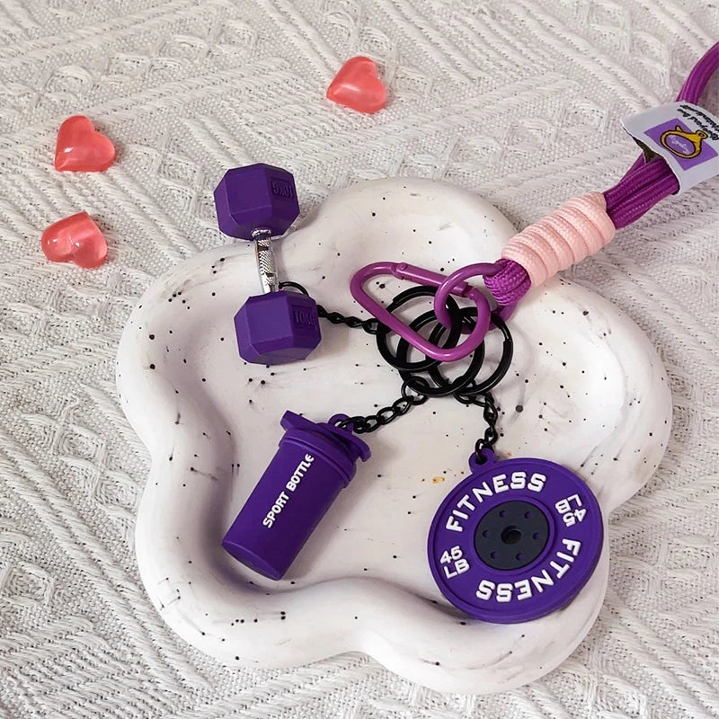 Gym Barbell Fitness Keychain – Silicone Weight Plate Charm