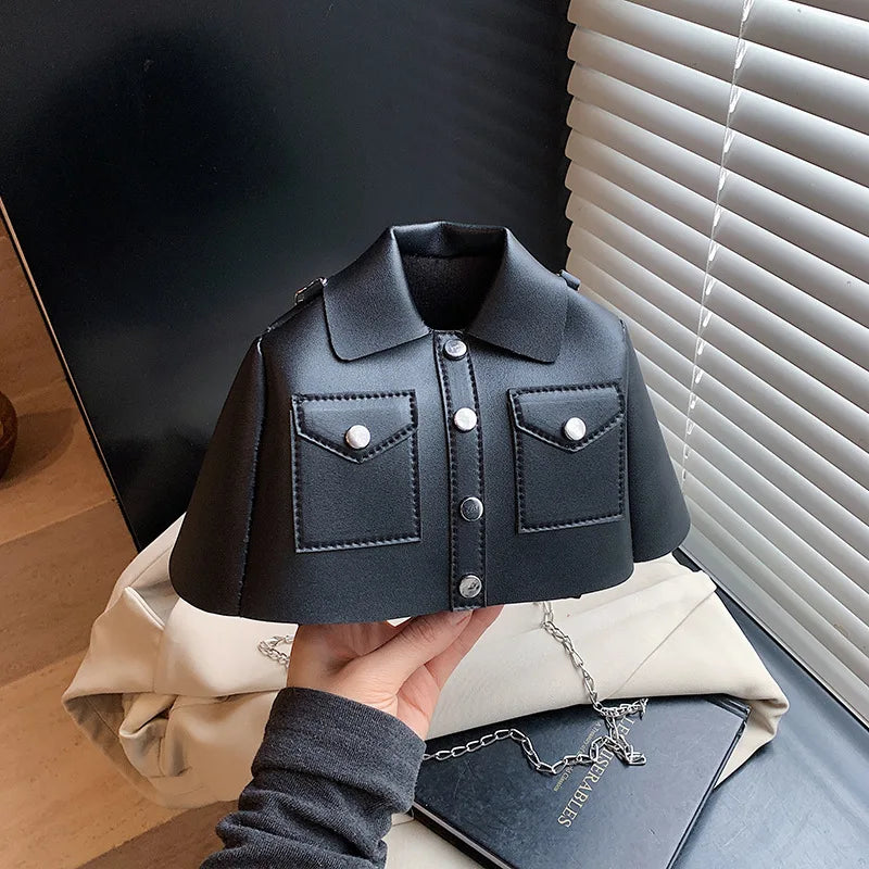Jacket-Shaped Crossbody Bag – Novelty PU Leather Chain Shoulder Bag, Korean Style