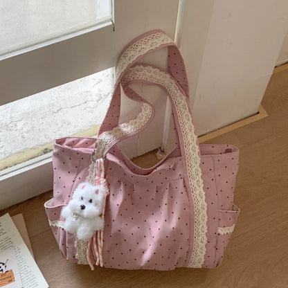Korean Style Ins Lace Tote Bag Trendy Fashionable Versatile Shoulder Women Casual Simple Commuting