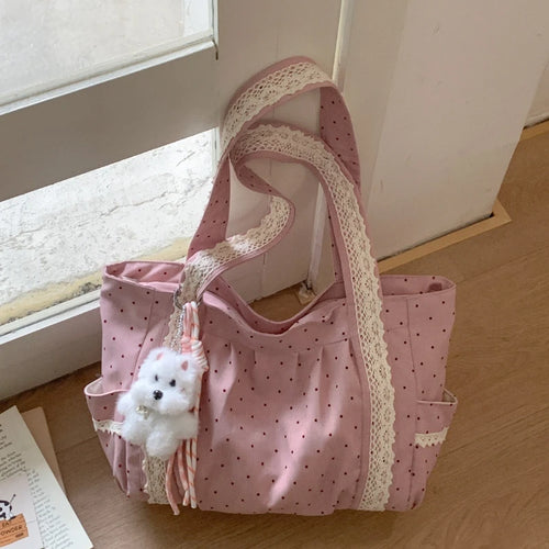 Korean Style Ins Lace Tote Bag Trendy Fashionable Versatile Shoulder Women Casual Simple Commuting