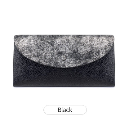 RFID Blocking Women's Wallet – Contrast Color Lychee Pattern Double Zipper Purse
