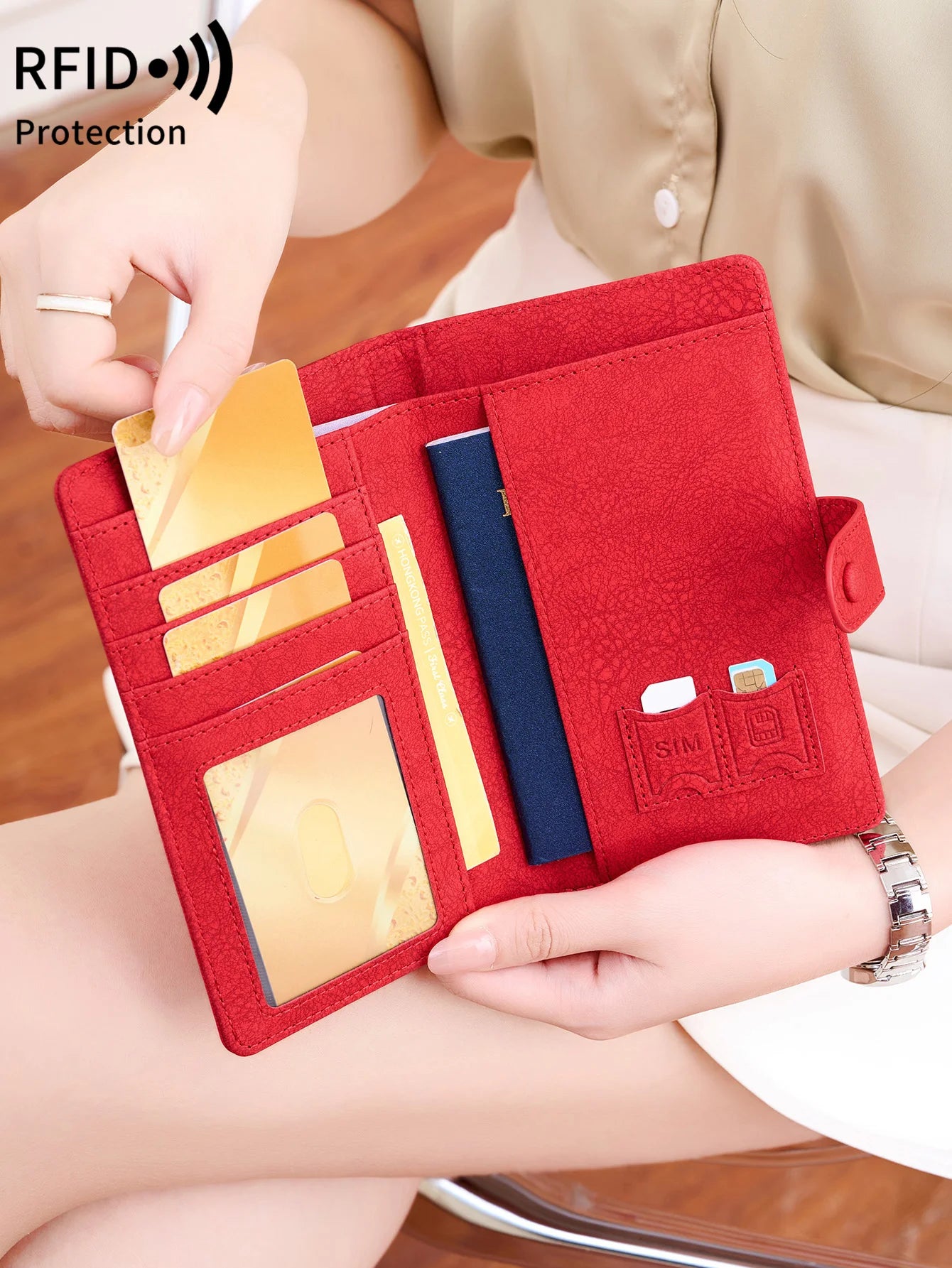 RFID Passport Wallet – Multifunctional Travel Holder with Airplane Design