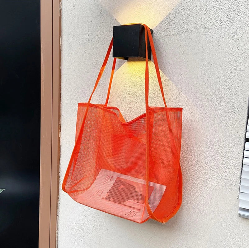 Mesh Handbag Tote – Large Capacity Shoulder Bag for Women