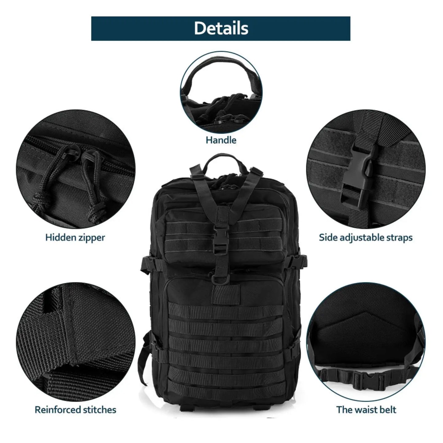 Tactical Backpack 25L/50L Waterproof MOLLE Hunting Camping Hiking Bag