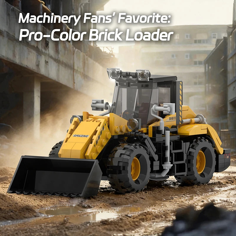 2-in-1 Forklift & Wheel Loader Building Blocks Set | Engineering Bricks