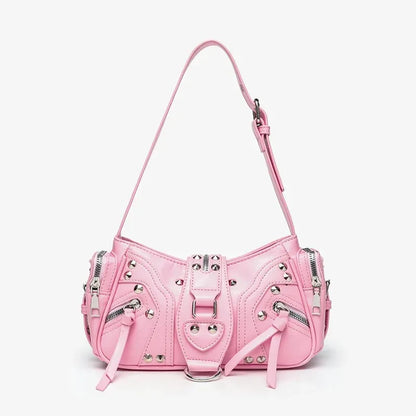 Women's Luxury Rivet Leather Handbag – Vintage Oil Wax PU Purse