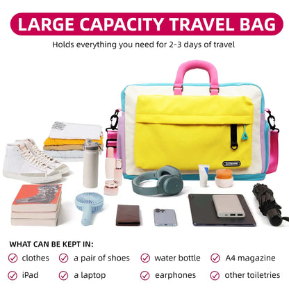 Color Block Gym Duffle Bag with Shoe Compartment – Travel & Fitness Tote