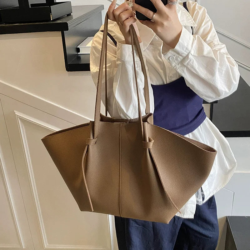 Large PU Leather Tote Bag for Women – Hobo Shoulder Bag with Pouch