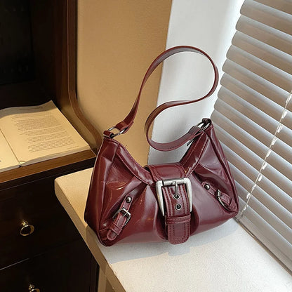 Y2K Pleated Hobo Shoulder Bag – Retro Maillard Style Clutch Handbag