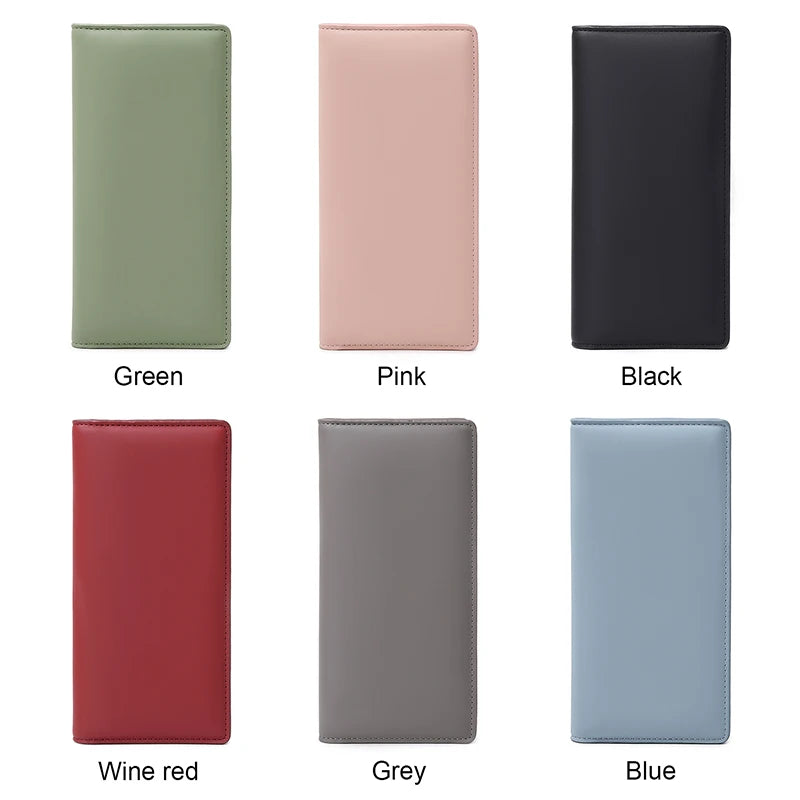RFID Blocking Women's Long Leather Travel Wallet with Passport Holder & Card Slots