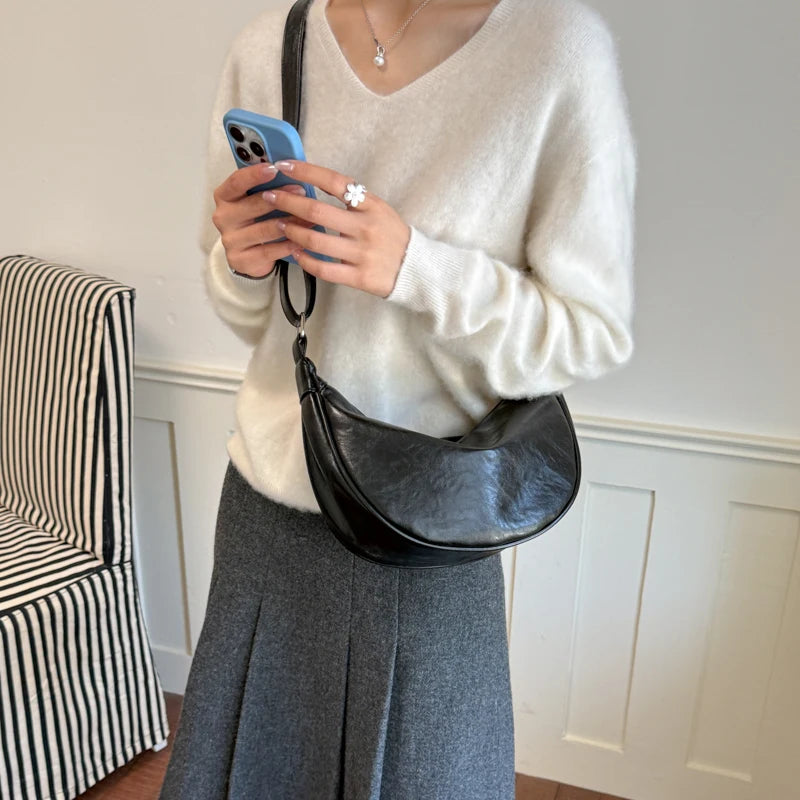 Crescent Hobo Bag for Women – Soft PU Leather Crossbody