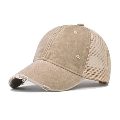 Vintage Washed Mesh Baseball Cap – Unisex UV Protection Hat