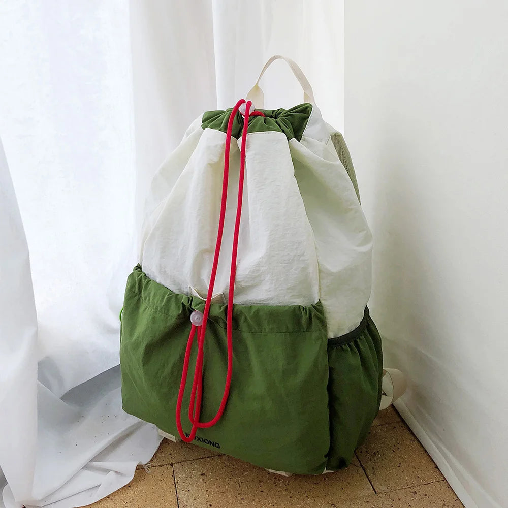 Lightweight Drawstring Backpack – Color-Blocked Sports & Travel Bag