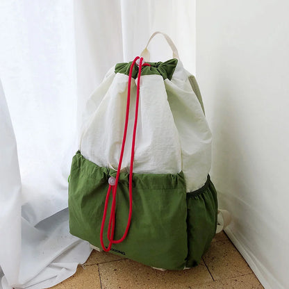 Lightweight Drawstring Backpack – Color-Blocked Sports & Travel Bag