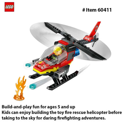 LEGO City 60411 Fire Rescue Helicopter Building Toy for Kids