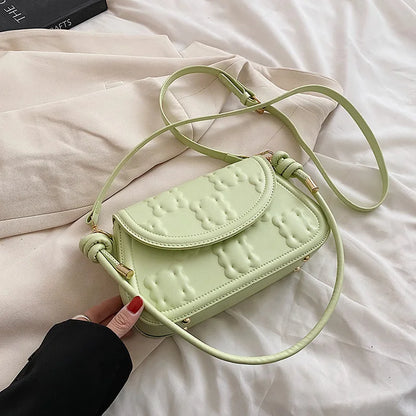 Moods Biscuit Design Shoulder Bags Women Flap Shape Crossbody Messenger Bag Dual-Strap Underarm