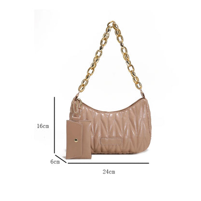 Quilted Ruched Crescent Bag Chain Shoulder Bag Women S Handbag Coin Purse Summer Every Day