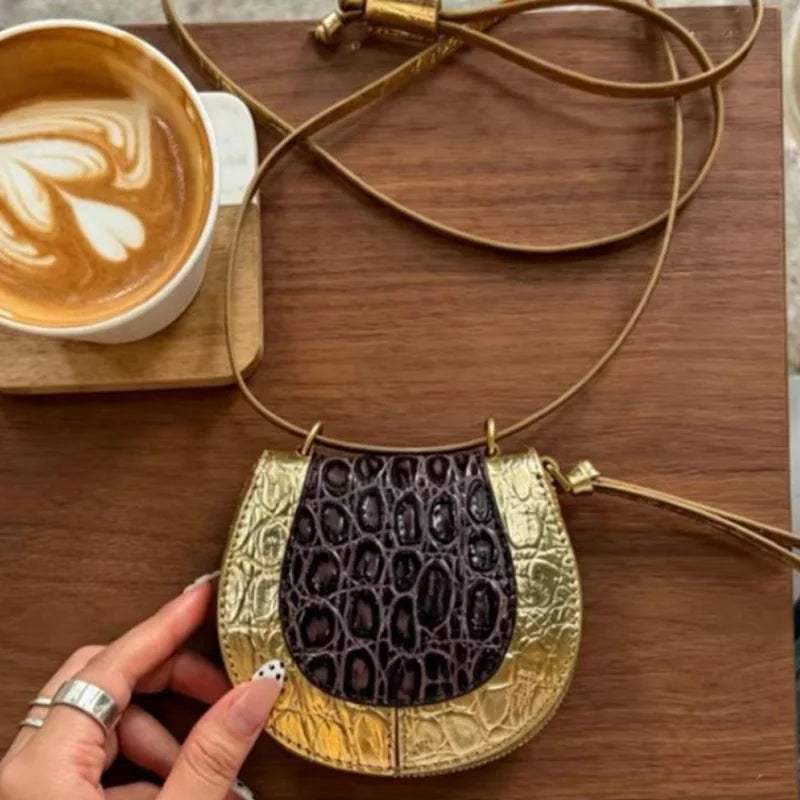 Crocodile Embossed Saddle Bag – Luxury Women's Crossbody