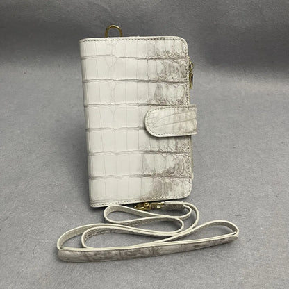 Crocodile Leather Passport Holder & Travel Wallet with Strap
