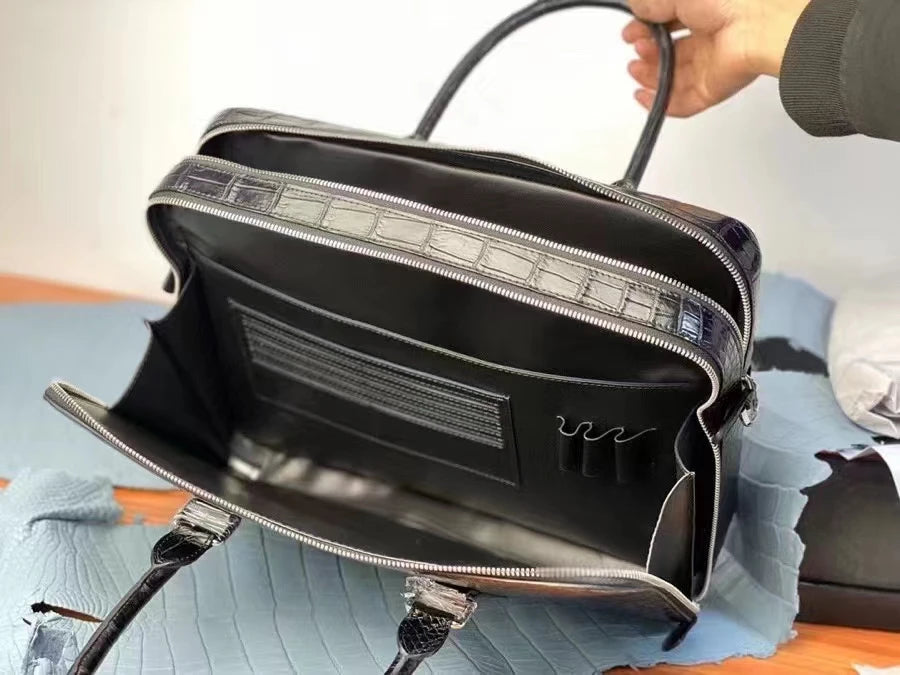 Luxury Crocodile Leather Briefcase for Men