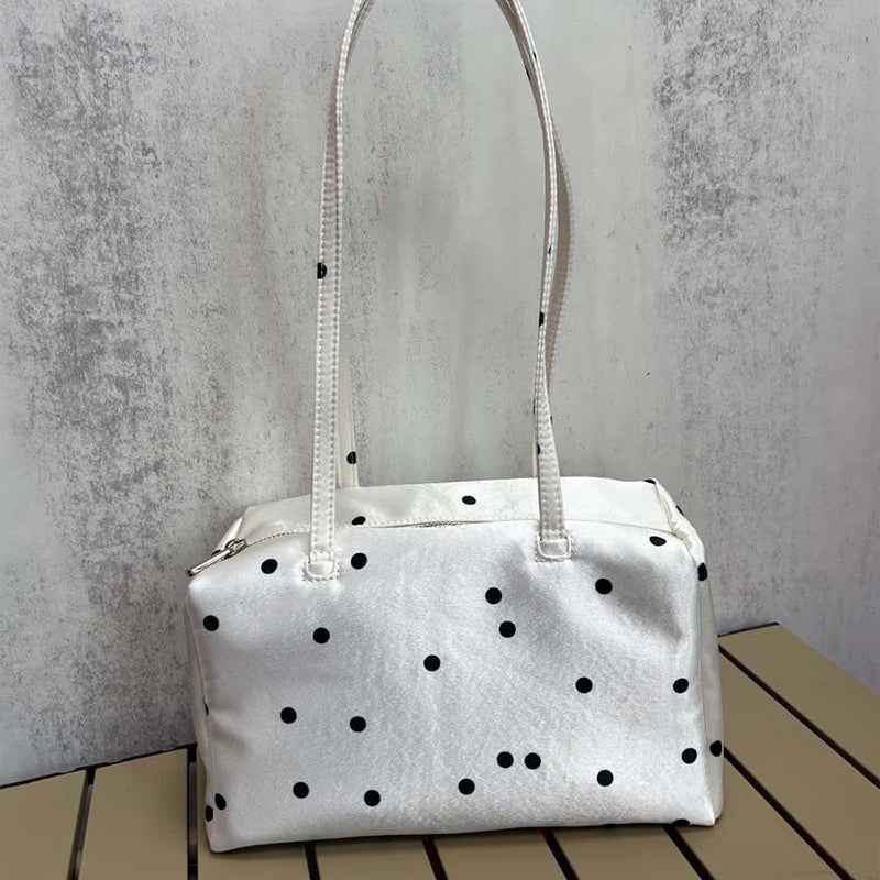 Polka Dot Shoulder Bag – Lightweight Nylon Handbag for Women