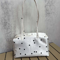 B Satin White Polka