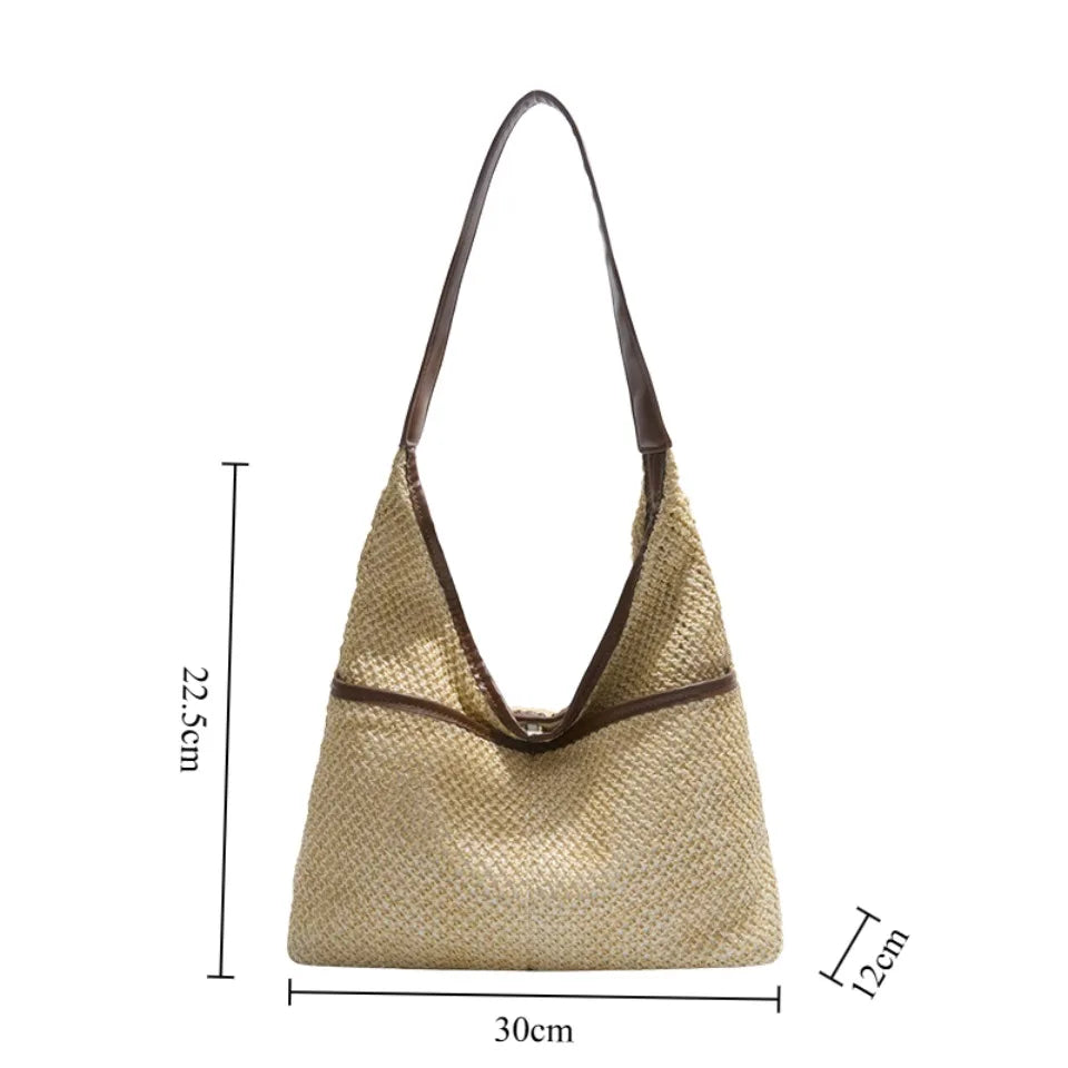 Woven Straw Shoulder Bag – Women's Beach Tote