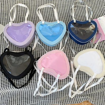Heart-Shaped Transparent Ita Bag Crossbody for Women & Girls