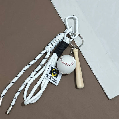 Baseball Keychain – Sports Braided Rope Bag Charm & Car Ornament