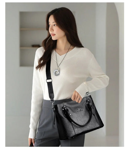 Large Leather Top-Handle Handbag for Women – Crossbody Tote