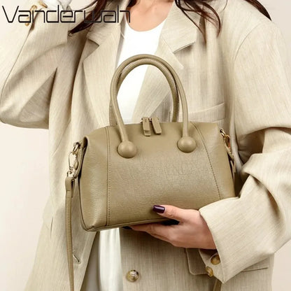 Soft Leather Women's Handbag – Shoulder Tote & Crossbody Bag