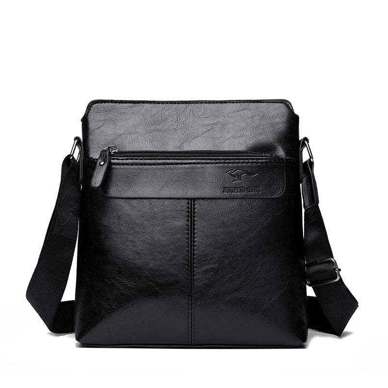 Men's Crossbody Messenger Bag – PU Leather Multi-Pocket Shoulder Bag
