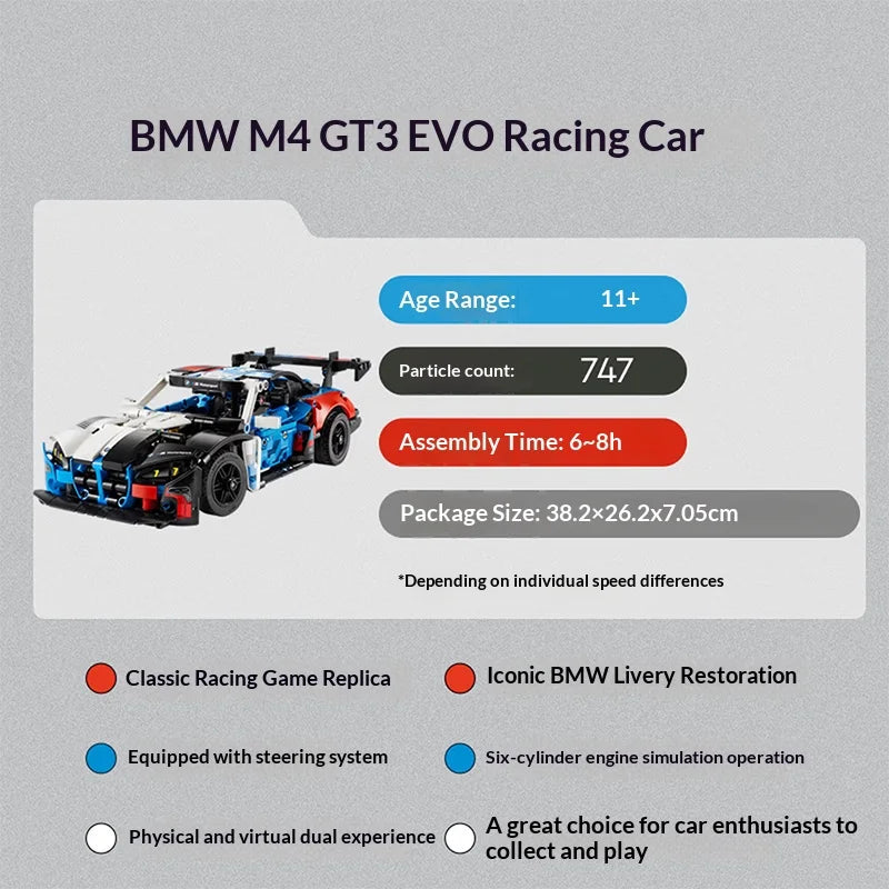LEGO Technic 42226 BMW M4 GT3 EVO Racing Car – 747 Pieces, Ages 11+
