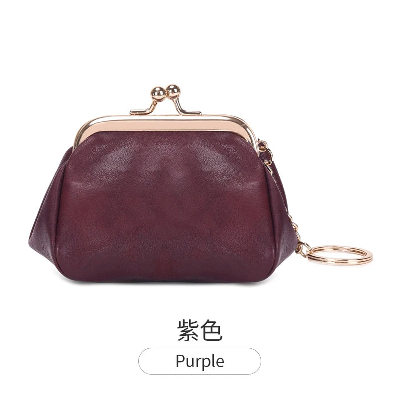 Kiss Lock Coin Purse Mini PU Leather Wallet for Women