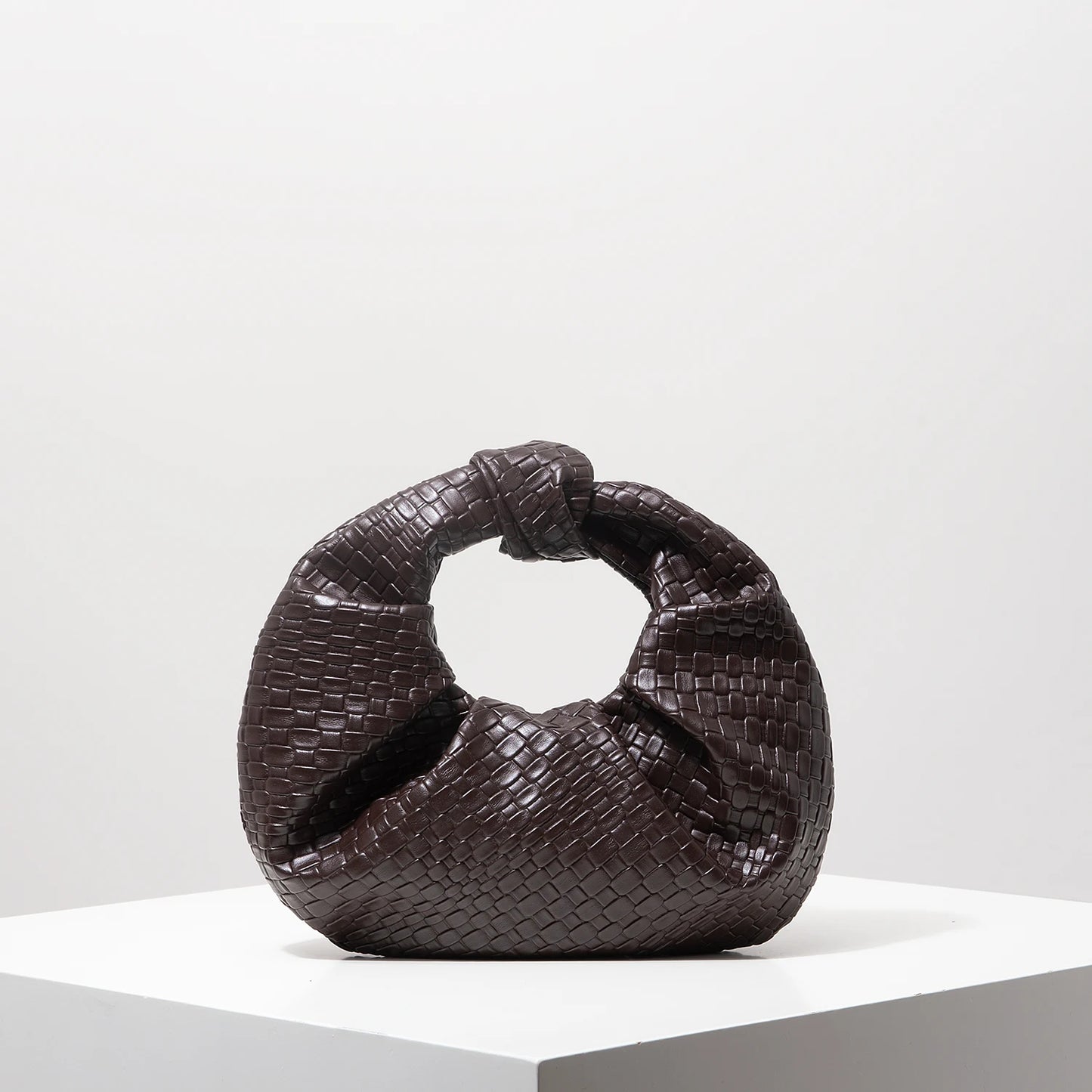 Woven Knot Crescent Bag – Vintage Faux Leather Hobo Clutch