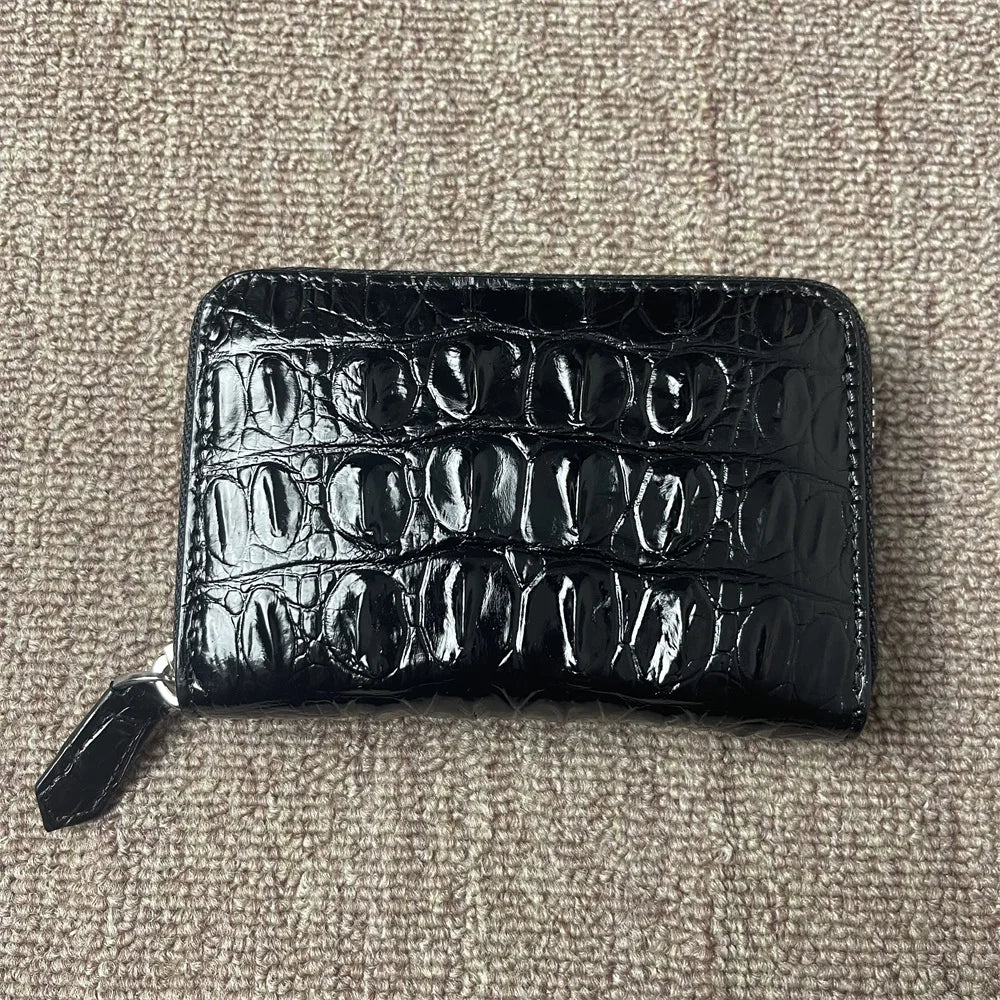 Crocodile Bone Leather Card Holder & Coin Purse Wallet