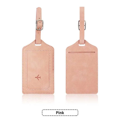 Leather Luggage Tag with Card Slot – Travel Baggage Label for Men & Women