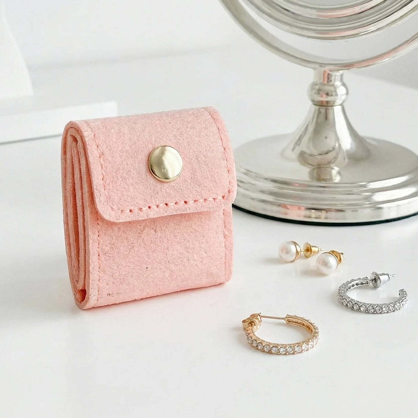 Mini Leather Jewelry Storage Bag – Foldable Portable Organizer for Women