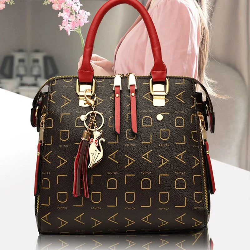 Women's Luxury PU Leather Top-Handle Handbag with Crossbody Strap