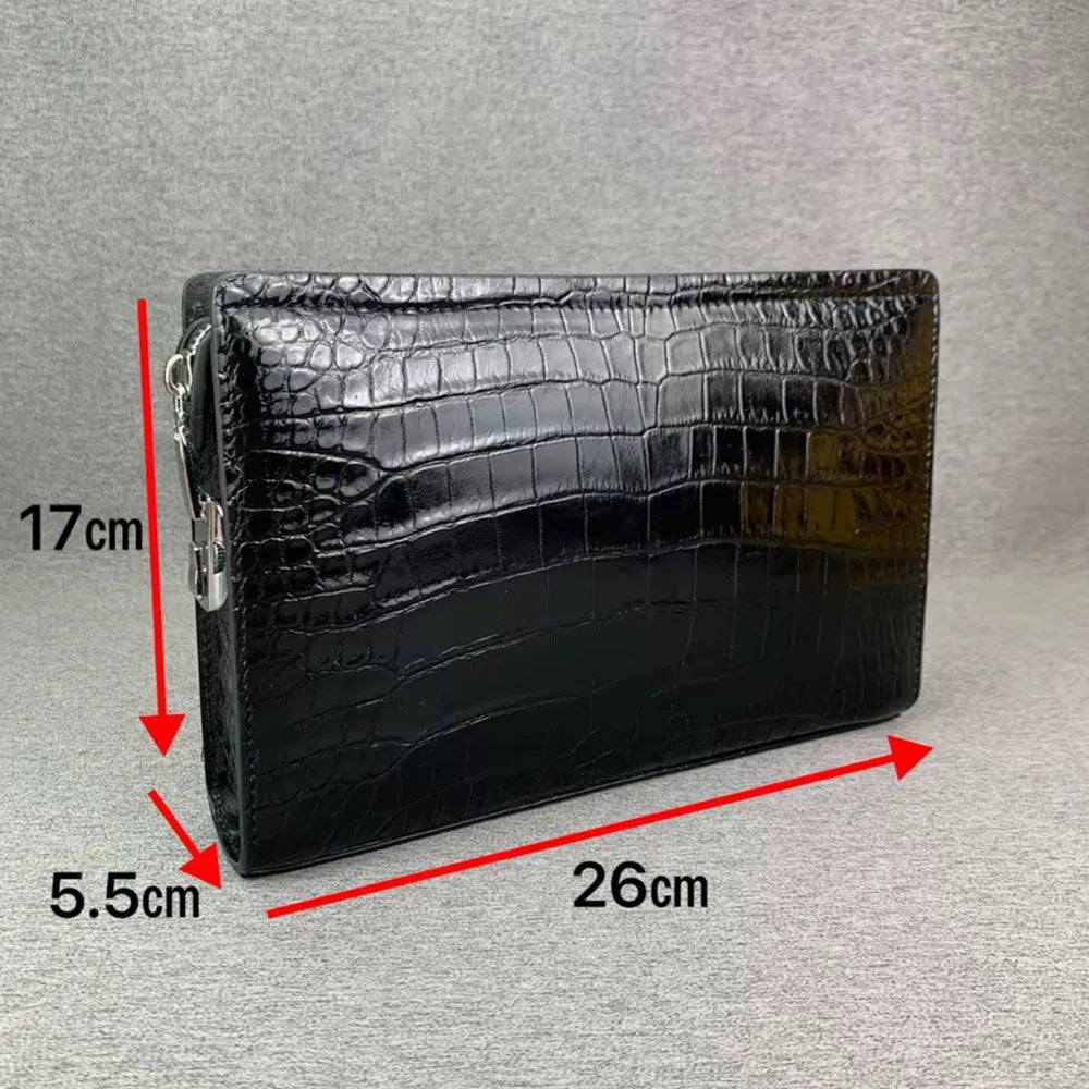 Crocodile Belly Leather Men's Business Clutch Bag with Password Lock