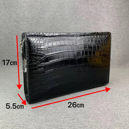 Crocodile Belly Leather Men's Business Clutch Bag with Password Lock