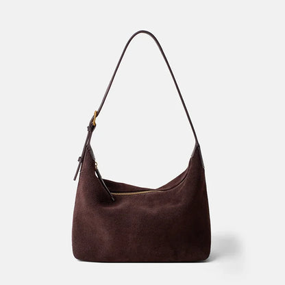 Suede Leather Crossbody Bag - Casual Shoulder Handbag for Women