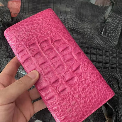 Genuine Crocodile Leather Long Wallet for Women – Large Capacity Clutch Purse
