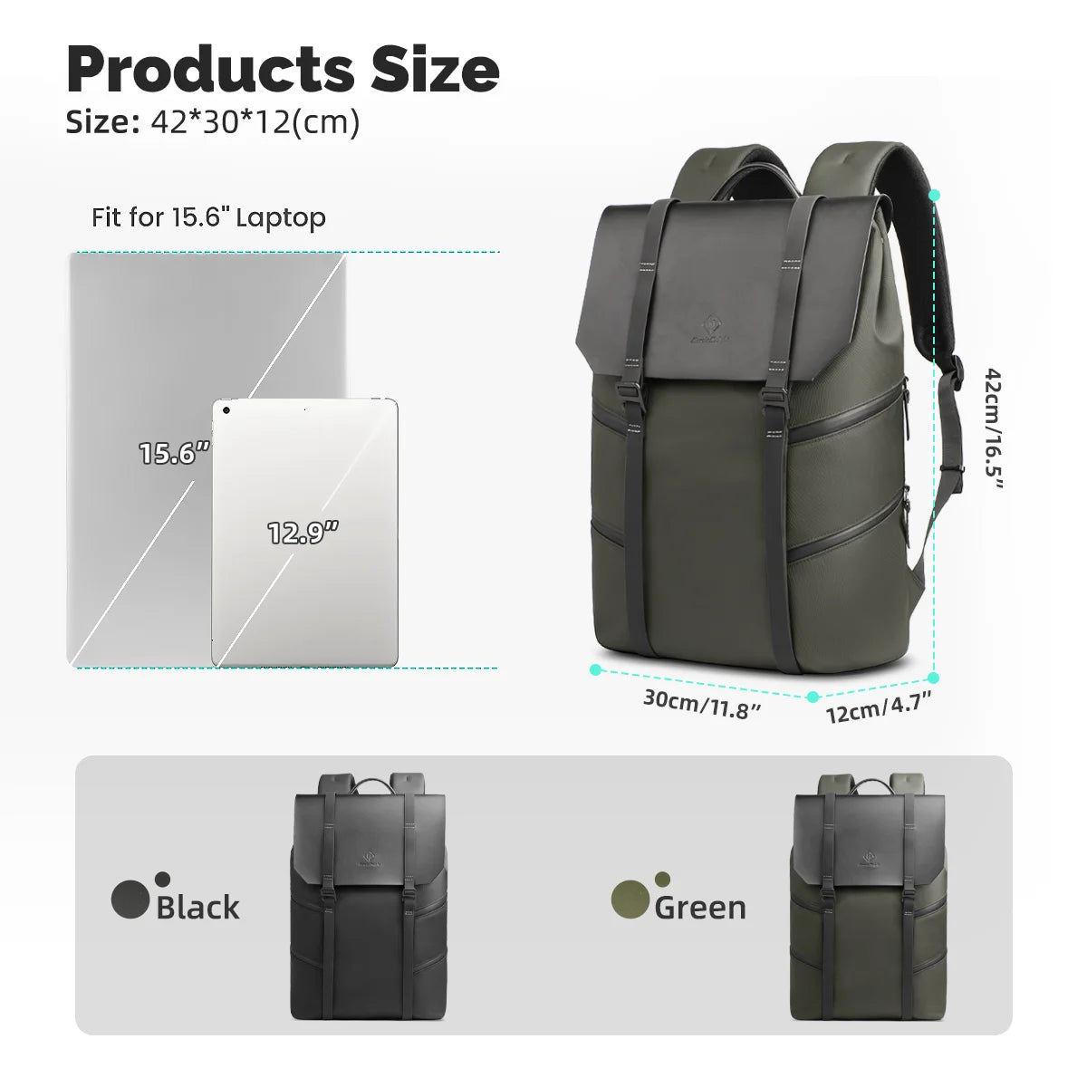 Large Travel Backpack for Men – Vintage Waterproof 15.6" Laptop School Bag