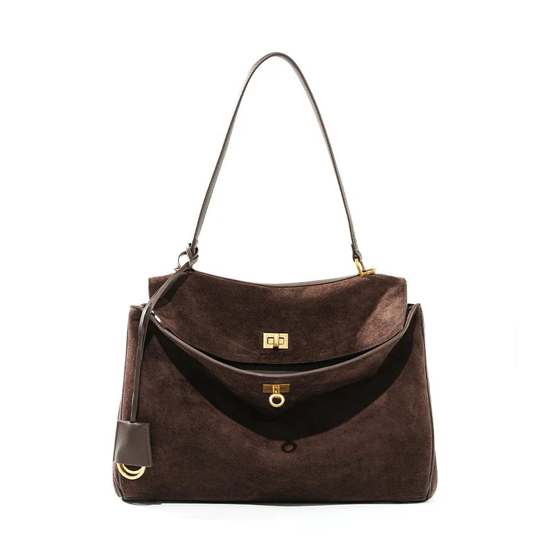 Women's Suede Leather Tote Bag – Large Capacity Shoulder Handbag
