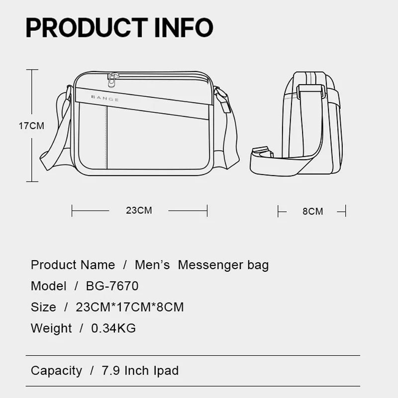 Bange Crossbody Messenger Bag – Casual Shoulder Bag for Men