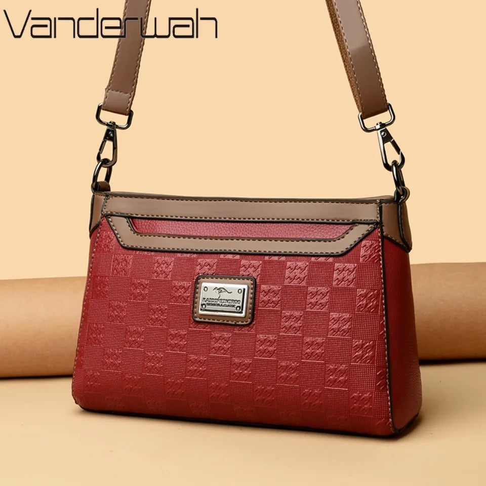 Women's Plaid Leather Crossbody Shoulder Bag – Designer Handbag